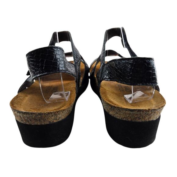 Naot Kayla Sandals Womens 8 8.5 39 Black Reptile Embossed Adjustable Straps - Picture 7 of 11